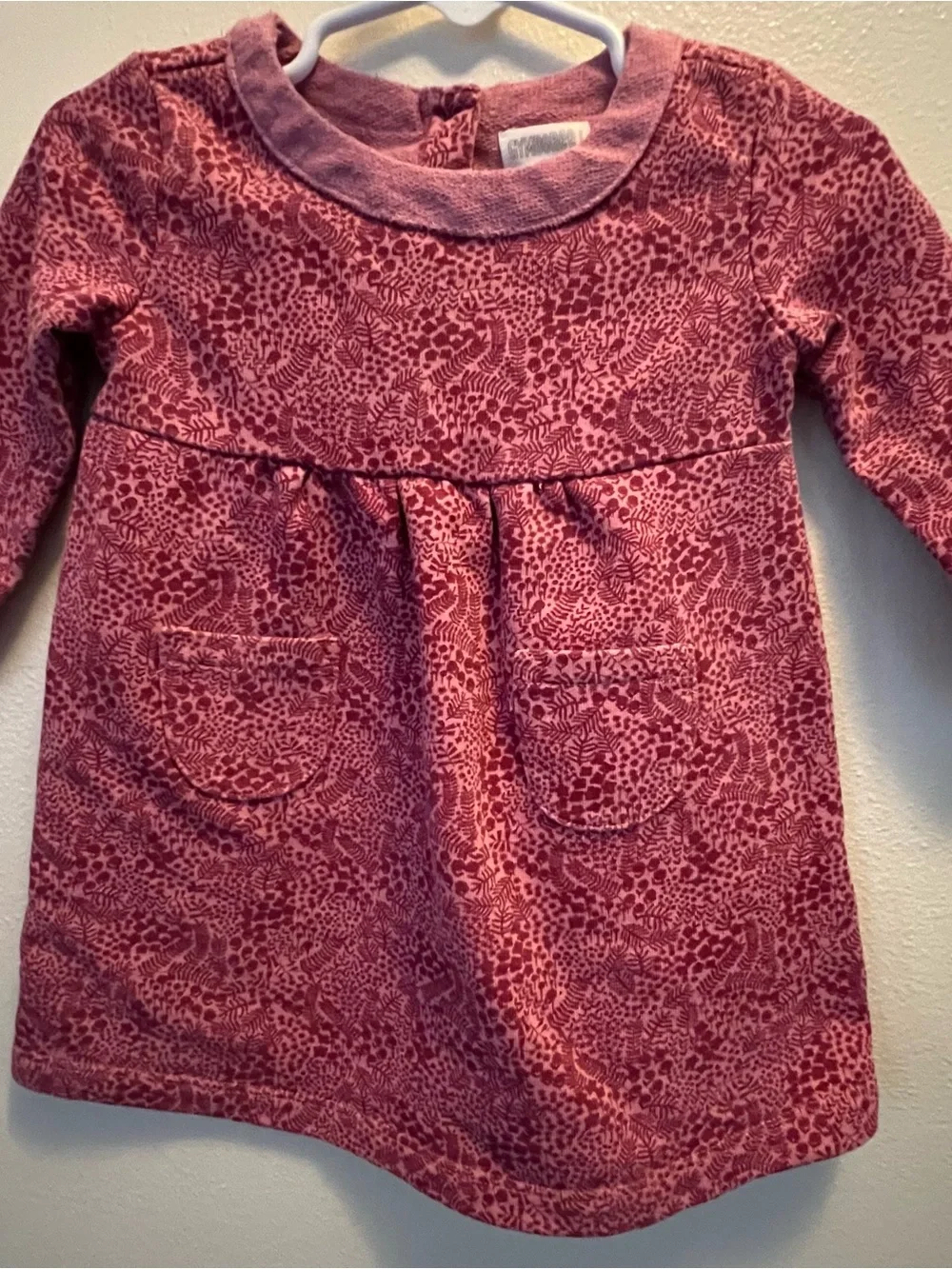 Gymboree Raspberry Floral-Patterned Long Sleeve Dress size 6-12 months